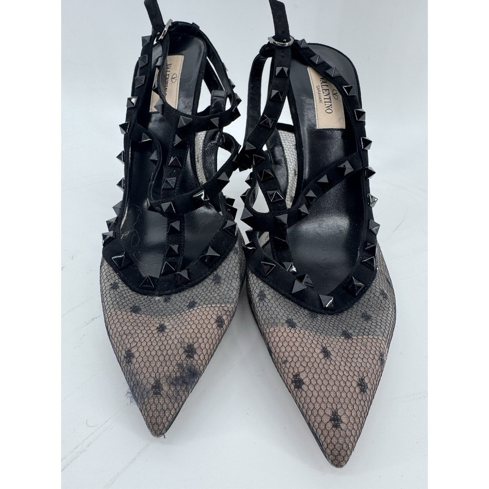 Valentino Garavani Rockstud Mesh Caged Pointy Toe Pump in Black Size 39 - Picture 9 of 9